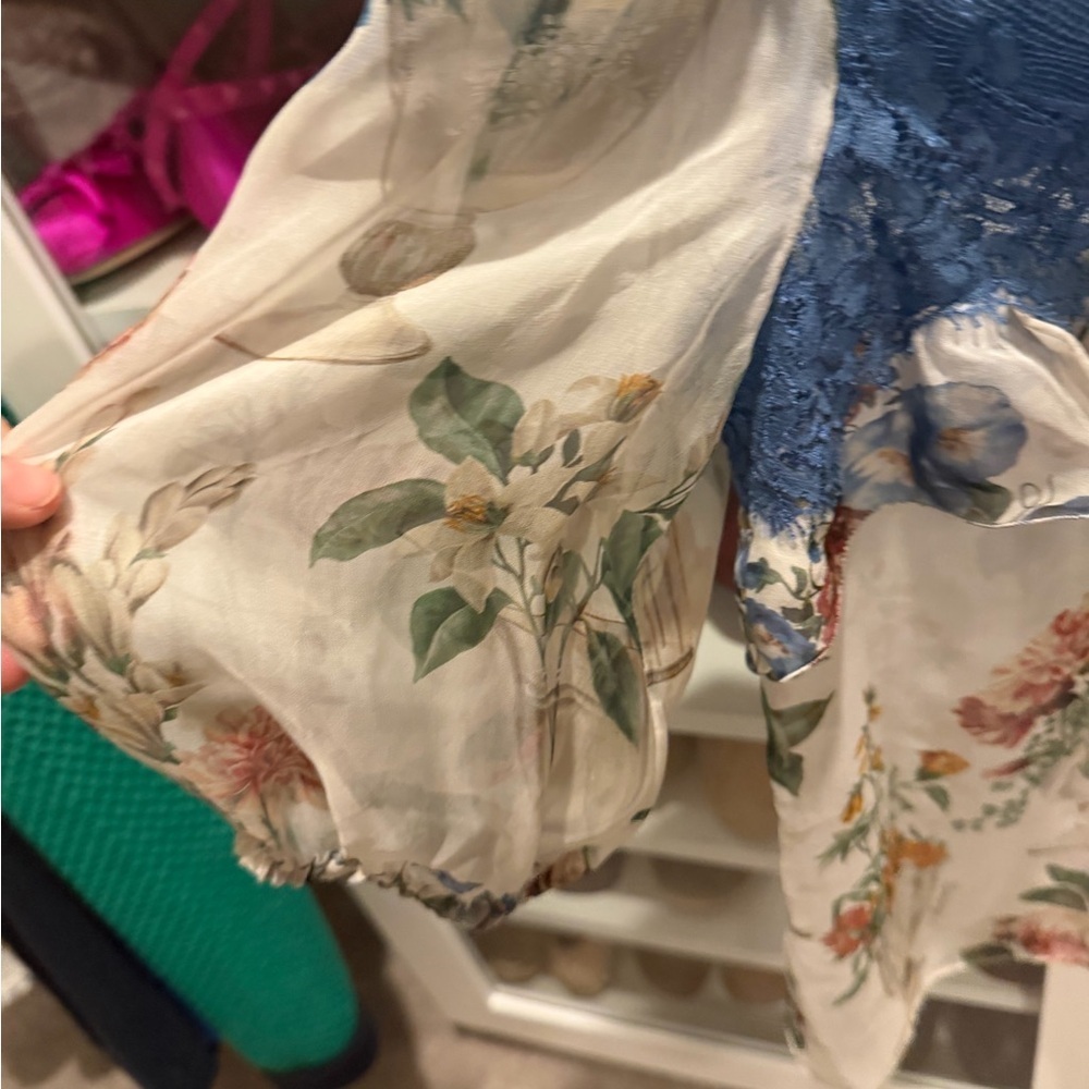 Dolce & Gabbana Floral and Lace Women's Top - Blue and Multicolor - Picture 4 of 7